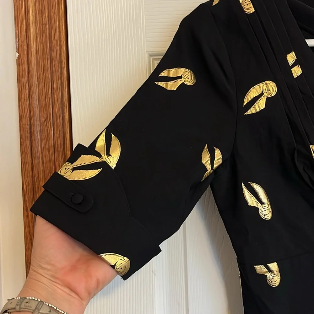 Unique Vintage x Harry Potter Wizarding World Black w/ Gold Snitch Fit & Flare - Picture 5 of 11